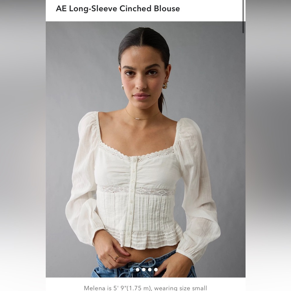 AE Long-Sleeve Cinched Blouse